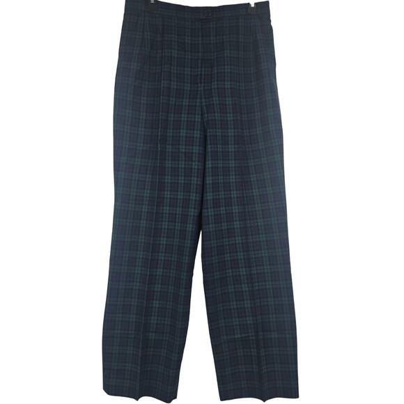 Pendleton VTG Black Watch Tartan Plaid Pleated Wool Trouser Pants Womens 10 3482 - Picture 1 of 6